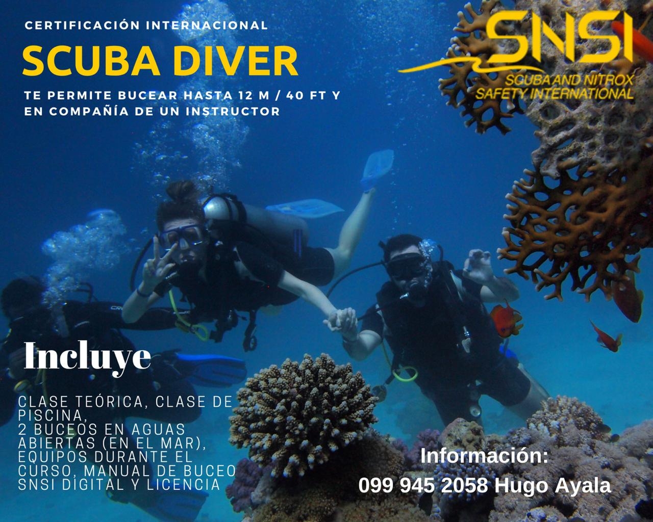 curso scuba diving buceo ecuador escuela mar abierto piscina programa completo galapagos salinas guayaquil